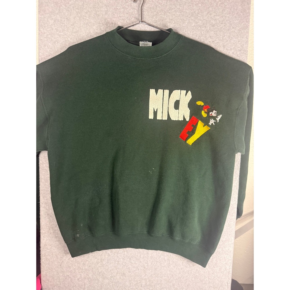 Vintage Mickey & Co Disney Forest Green Sweatshirt XL Embroidered USA Made